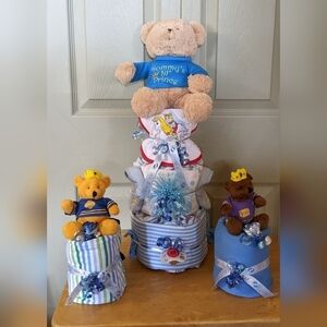 3 Tier Prince Diaper Cake and 2 Cupcakes!